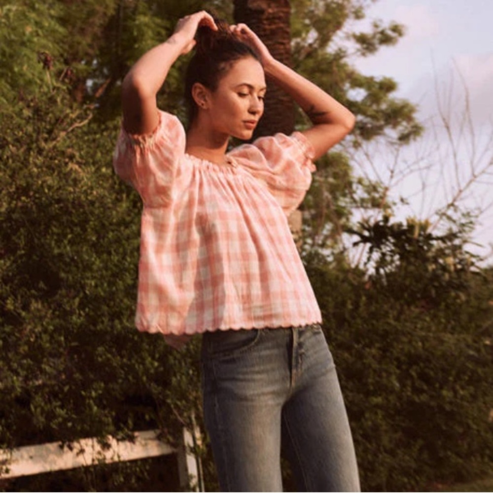 THE GREAT The Garland Gingham Top